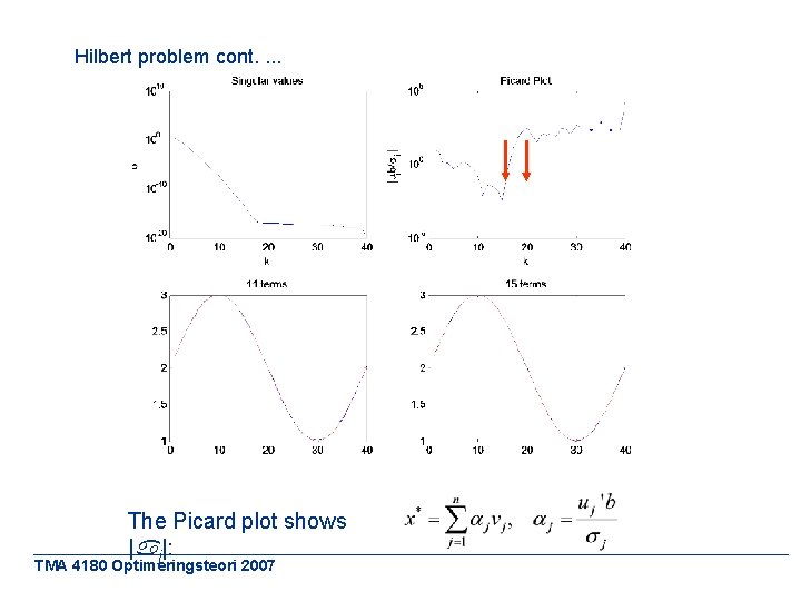 Hilbert problem cont. . The Picard plot shows |aj|: TMA 4180 Optimeringsteori 2007 