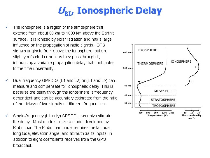 UGPS Delay BI, Ionospheric Signal Structure ü The ionosphere is a region of the