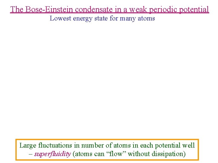 The Bose-Einstein condensate in a weak periodic potential Lowest energy state for many atoms