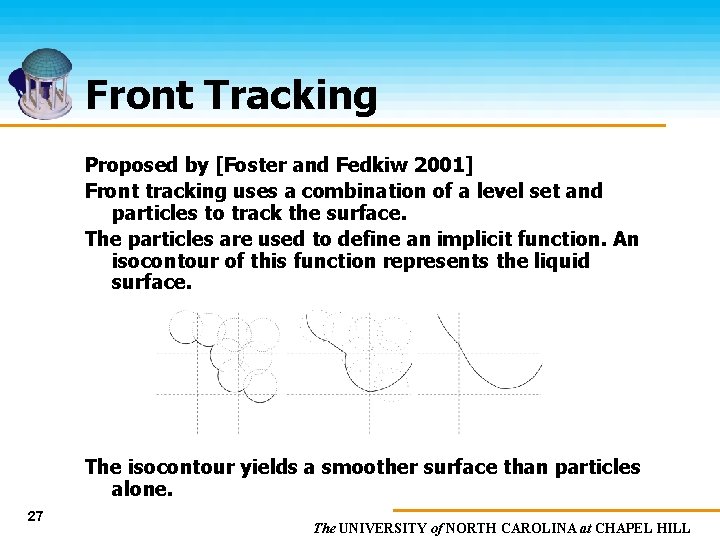 Front Tracking Proposed by [Foster and Fedkiw 2001] Front tracking uses a combination of