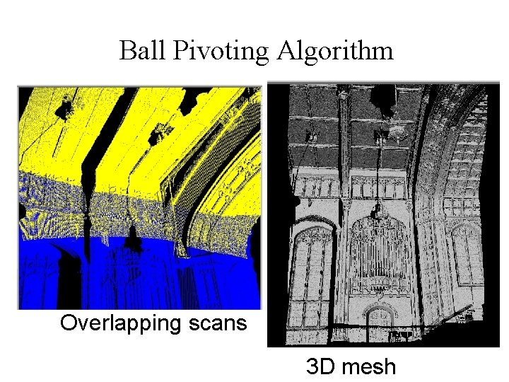 Ball Pivoting Algorithm Overlapping scans 3 D mesh 