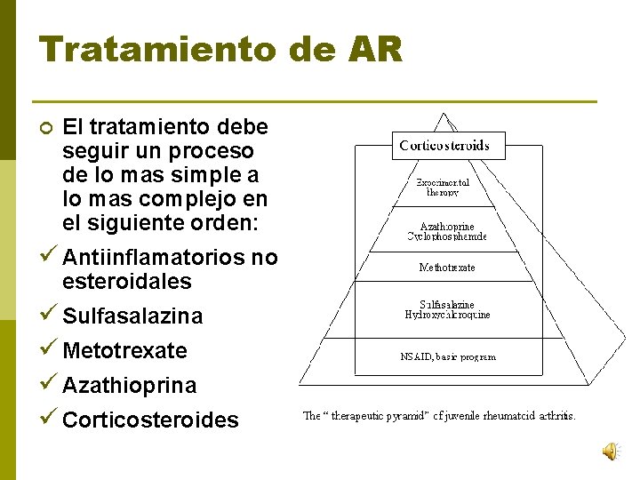 Tratamiento de AR ¢ El tratamiento debe seguir un proceso de lo mas simple