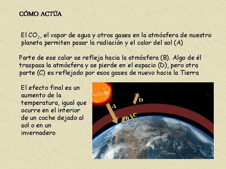 CÓMO ACTÚA El CO 2, el vapor de agua y otros gases en la