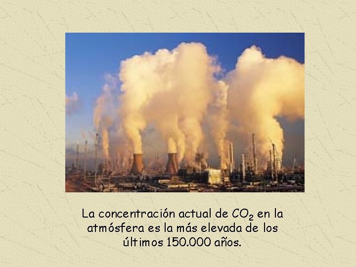 La concentración actual de CO 2 en la atmósfera es la más elevada de