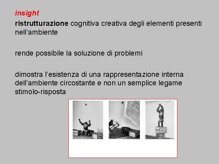 insight ristrutturazione cognitiva creativa degli elementi presenti nell’ambiente rende possibile la soluzione di problemi