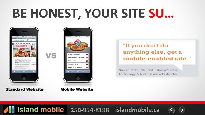 BE HONEST, YOUR SITE SU… 250 -954 -8198 islandmobile. ca 