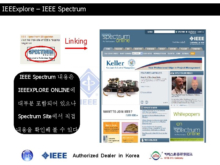 IEEExplore – IEEE Spectrum Linking IEEE Spectrum 내용은 IEEEXPLORE ONLINE에 대부분 포함되어 있으나 Spectrum