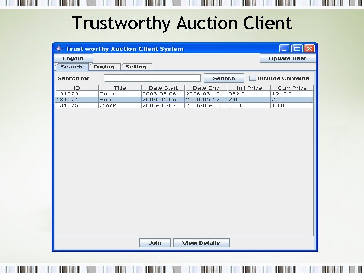 Trustworthy Auction Client 