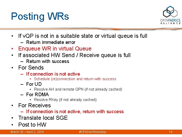Posting WRs • If v. QP is not in a suitable state or virtual
