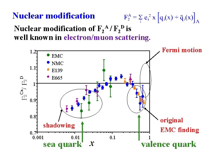 Nuclear modification of F 2 A / F 2 D is well known in