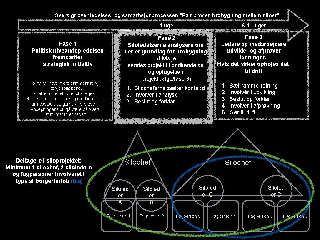 Oversigt over ledelses- og samarbejdsprocessen "Fair proces brobygning mellem siloer" Fase 1 Politisk niveau/topledelsen