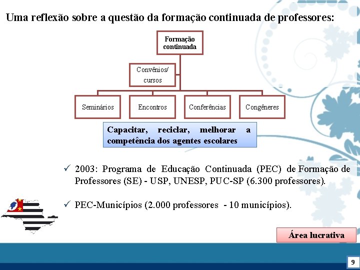 Uma reflexão sobre a questão da formação continuada de professores: Formação continuada Convênios/ cursos