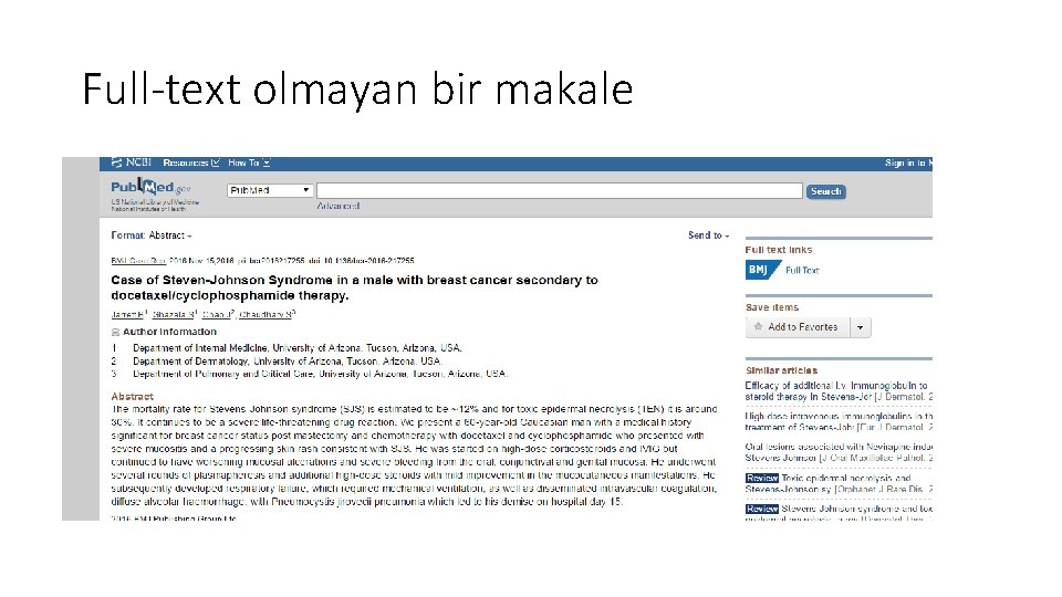 Full-text olmayan bir makale 