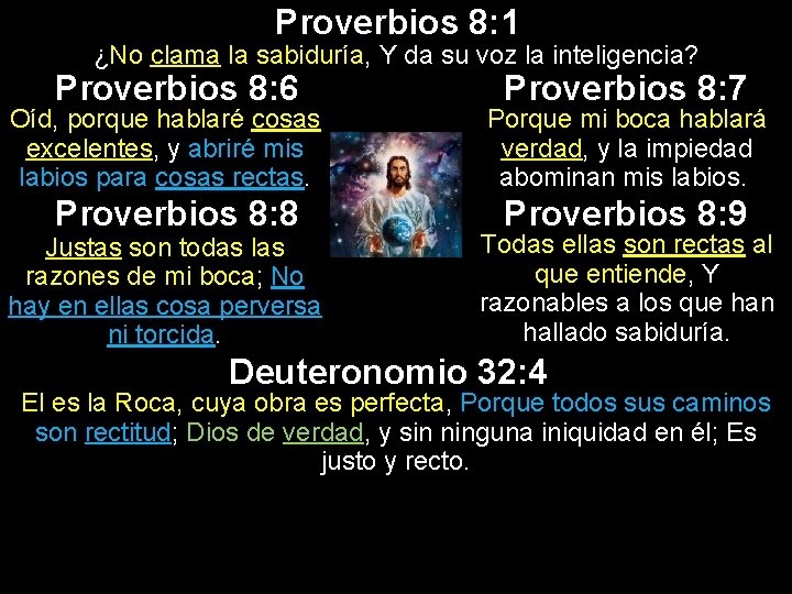 Proverbios 8: 1 ¿No clama la sabiduría, Y da su voz la inteligencia? Proverbios