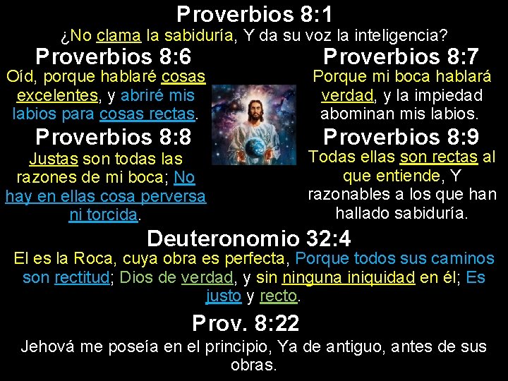 Proverbios 8: 1 ¿No clama la sabiduría, Y da su voz la inteligencia? Proverbios