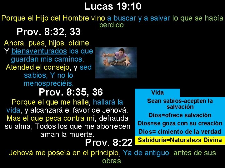 Lucas 19: 10 Porque el Hijo del Hombre vino a buscar y a salvar