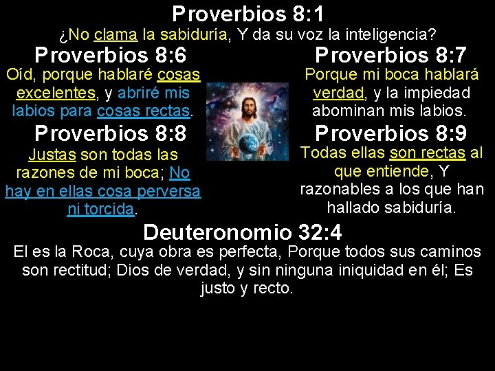 Proverbios 8: 1 ¿No clama la sabiduría, Y da su voz la inteligencia? Proverbios