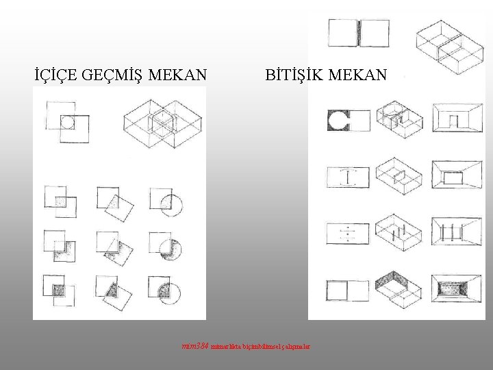 İÇİÇE GEÇMİŞ MEKAN BİTİŞİK MEKAN mim 384 mimarlıkta biçimbilimsel çalışmalar 