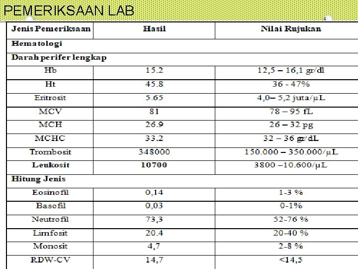 PEMERIKSAAN LAB 