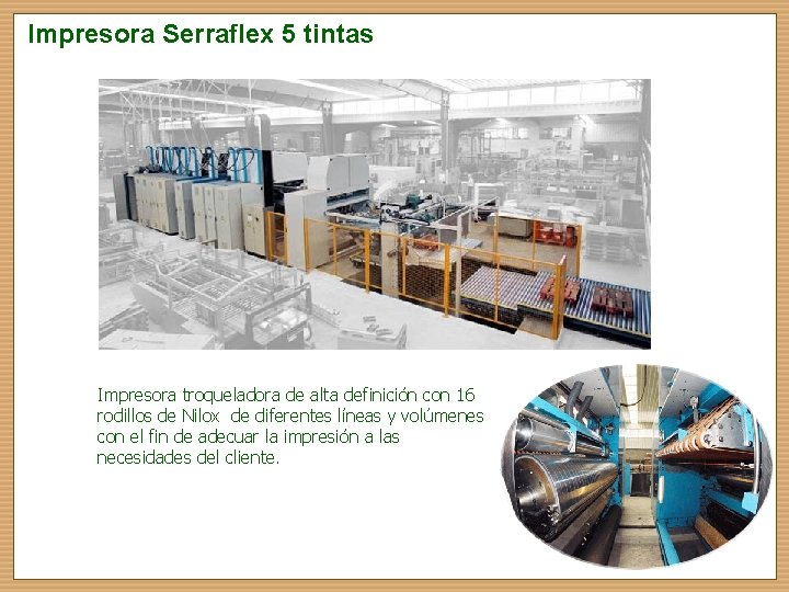 Impresora Serraflex 5 tintas Impresora troqueladora de alta definición con 16 rodillos de Nilox