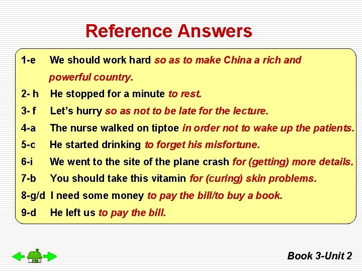 Reference Answers 1 -e We should work hard so as to make China a