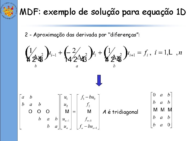 MDF: exemplo de solução para equação 1 D 2 - Aproximação das derivada por