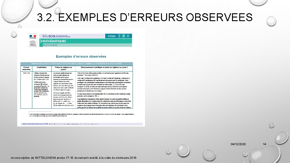 3. 2. EXEMPLES D’ERREURS OBSERVEES 04/12/2020 circonscription de WITTELSHEIM année 17 -18 document revisité