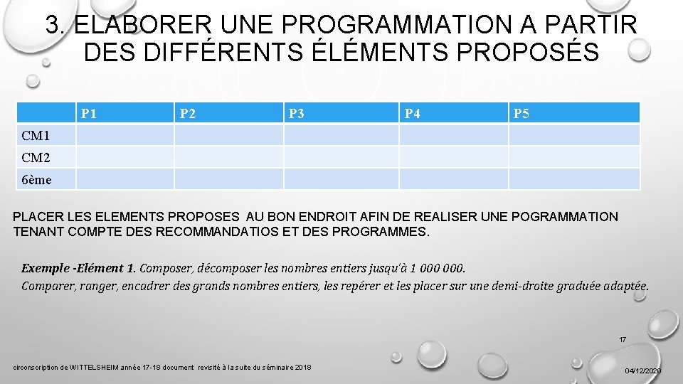 3. ELABORER UNE PROGRAMMATION A PARTIR DES DIFFÉRENTS ÉLÉMENTS PROPOSÉS P 1 P 2