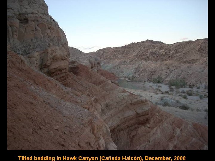 Tilted bedding in Hawk Canyon (Cañada Halcón), December, 2008 