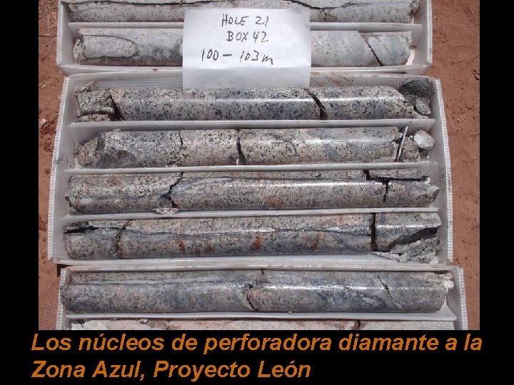 Los núcleos de perforadora diamante a la Zona Azul, Proyecto León 