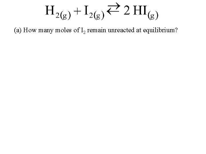 (a) How many moles of I 2 remain unreacted at equilibrium? 