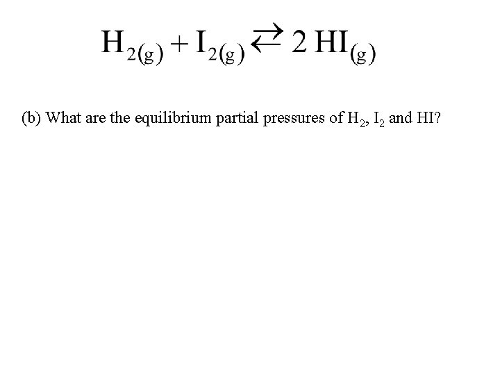 (b) What are the equilibrium partial pressures of H 2, I 2 and HI?