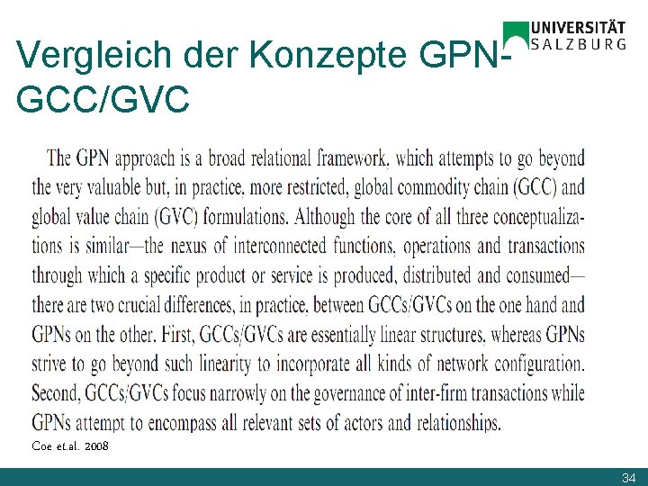 Vergleich der Konzepte GPNGCC/GVC Coe et. al. 2008 34 