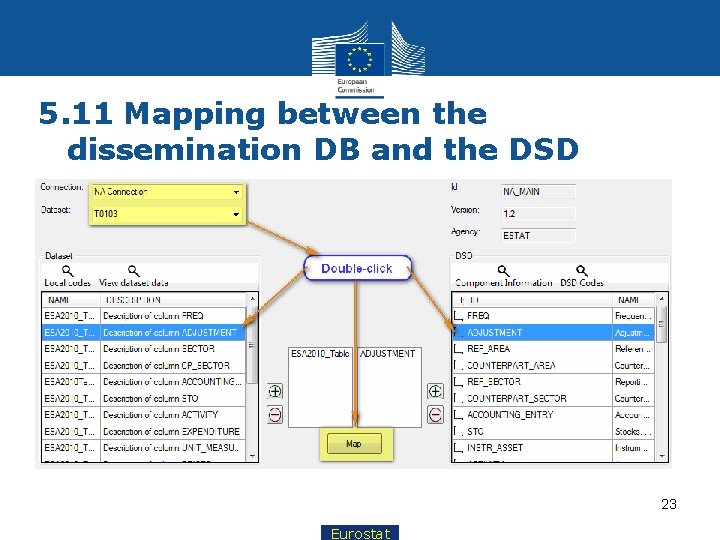 5. 11 Mapping between the dissemination DB and the DSD 23 Eurostat 