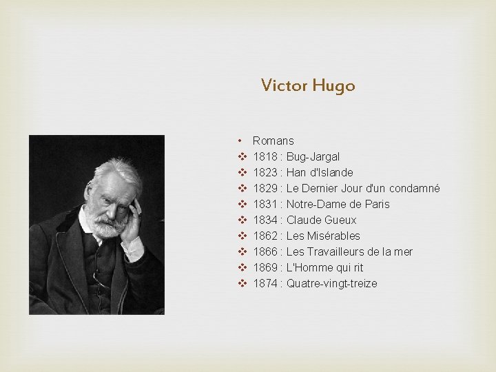 Victor Hugo • v v v v v Romans 1818 : Bug-Jargal 1823 :