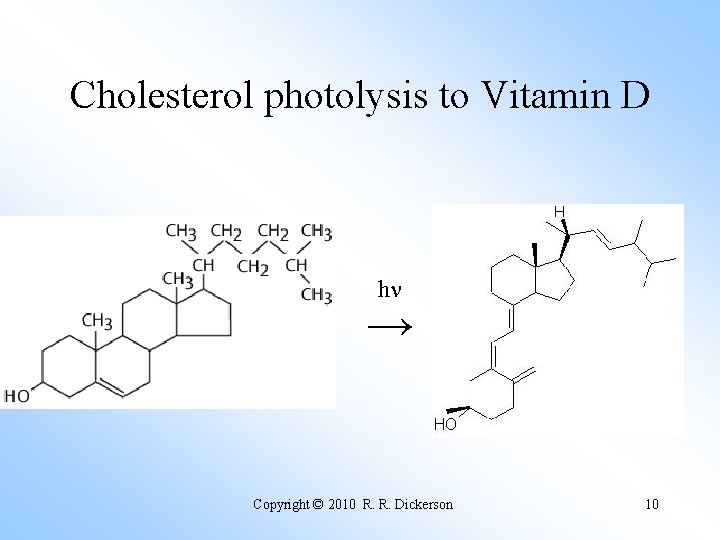 Cholesterol photolysis to Vitamin D h → Copyright © 2010 R. R. Dickerson 10