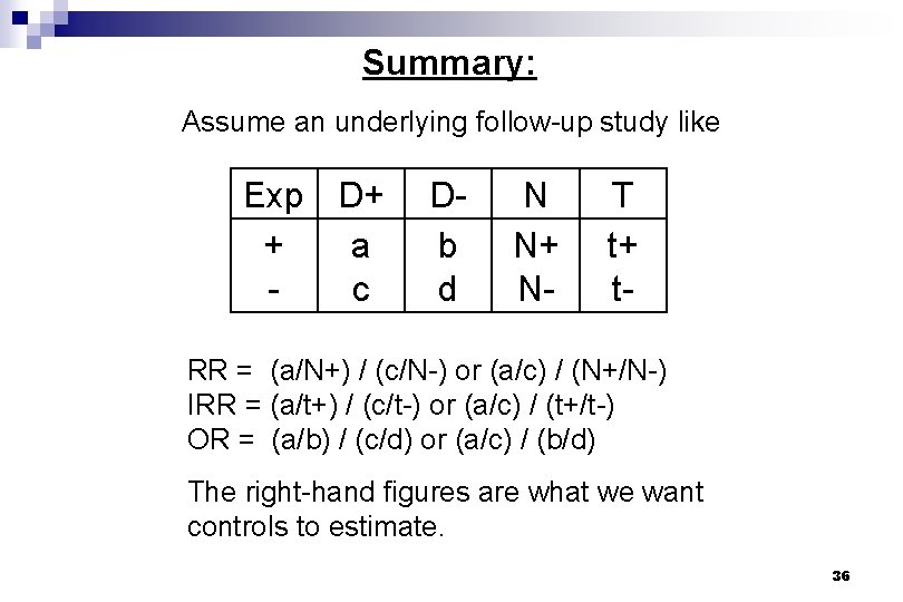 Summary: Assume an underlying follow-up study like Exp D+ + a c Db d