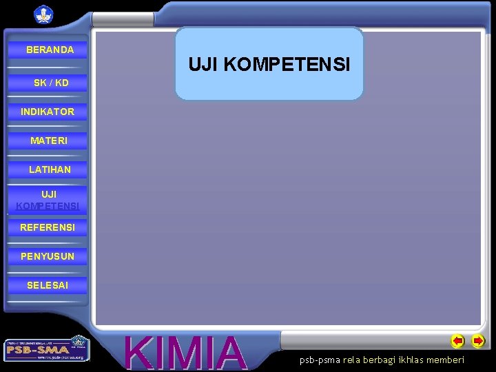 BERANDA UJI KOMPETENSI SK / KD INDIKATOR MATERI LATIHAN UJI KOMPETENSI REFERENSI PENYUSUN SELESAI