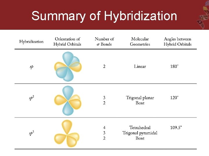 Summary of Hybridization 