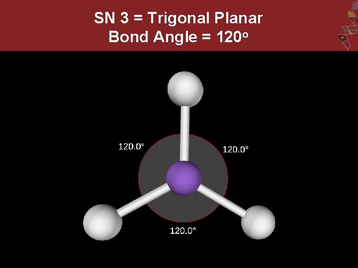 SN 3 = Trigonal Planar Bond Angle = 120 o 