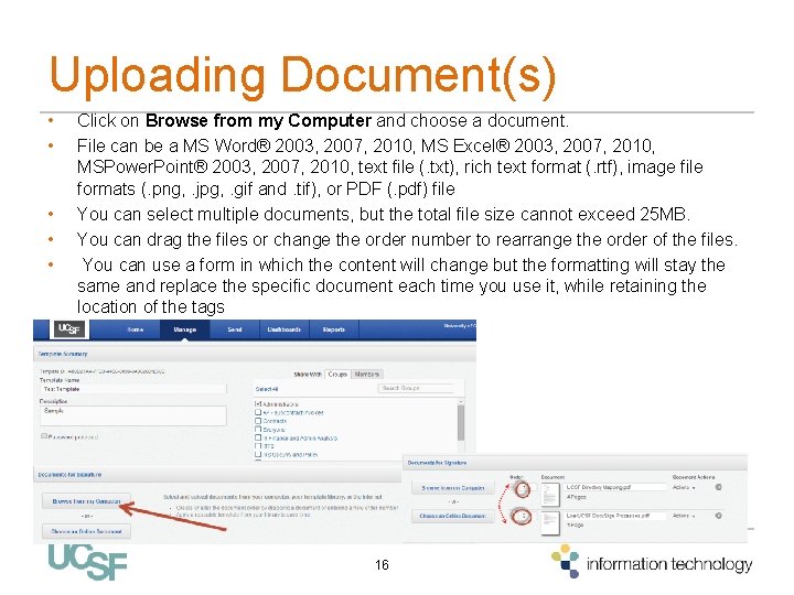 Uploading Document(s) • • • Click on Browse from my Computer and choose a Uploading Document(s) • • • Click on Browse from my Computer and choose a