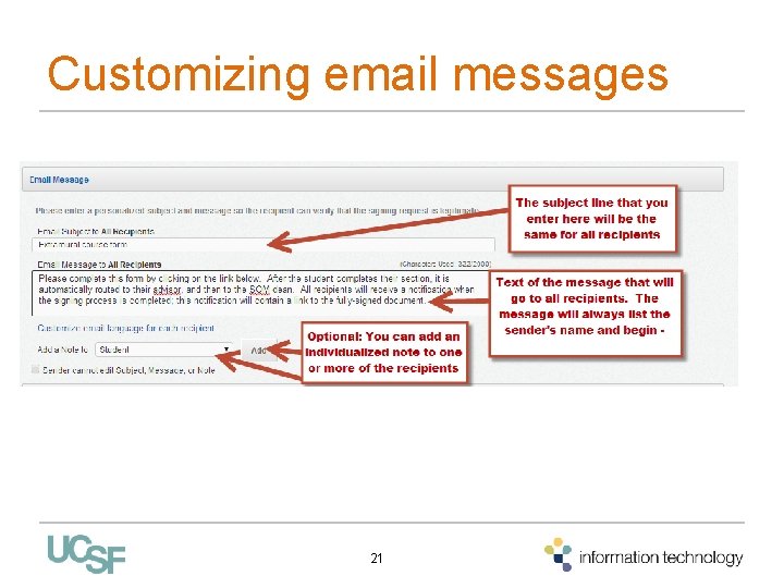 Customizing email messages 21 Customizing email messages 21