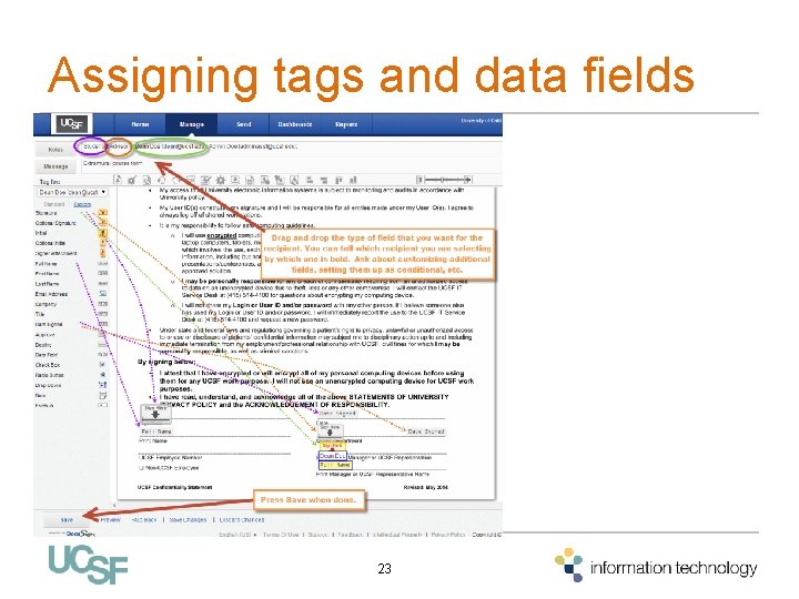 Assigning tags and data fields 23 Assigning tags and data fields 23