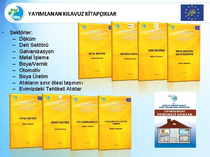 YAYIMLANAN KILAVUZ KİTAPÇIKLAR • Sektörler: – Döküm – Deri Sektörü – Galvanizasyon – Metal