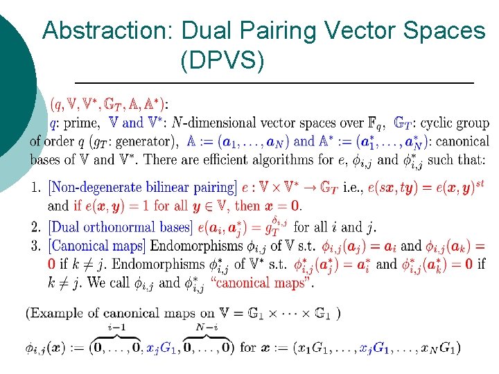 Abstraction: Dual Pairing Vector Spaces (DPVS) 