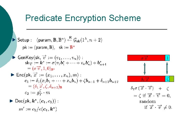 Predicate Encryption Scheme 