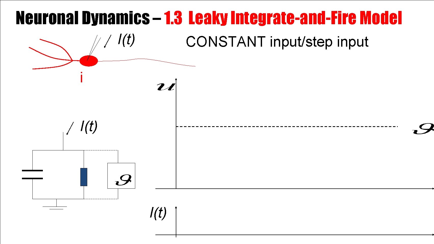 Neuronal Dynamics – 1. 3 Leaky Integrate-and-Fire Model I(t) CONSTANT input/step input i I(t)