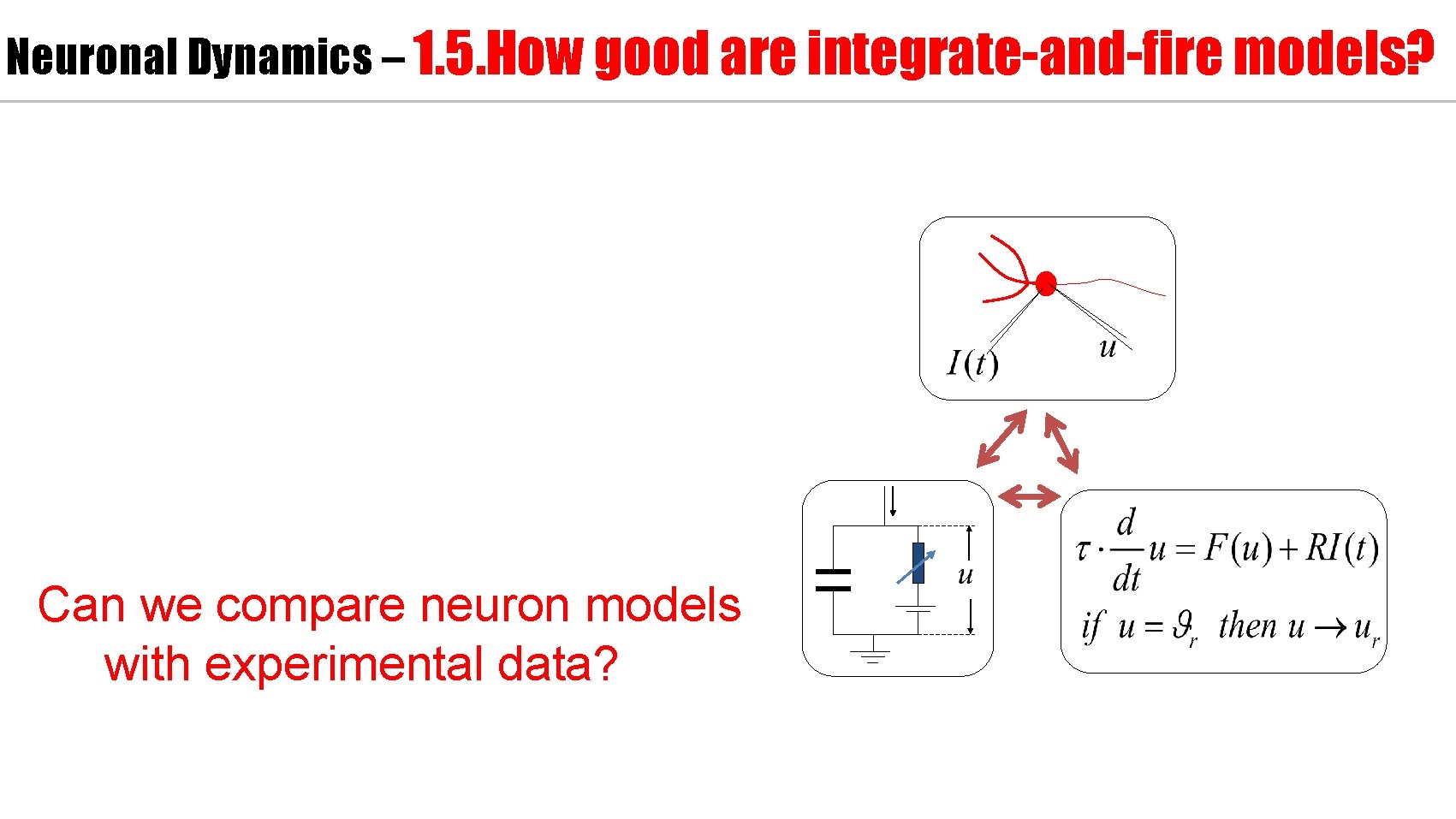 Neuronal Dynamics – 1. 5. How good are integrate-and-fire models? Can we compare neuron