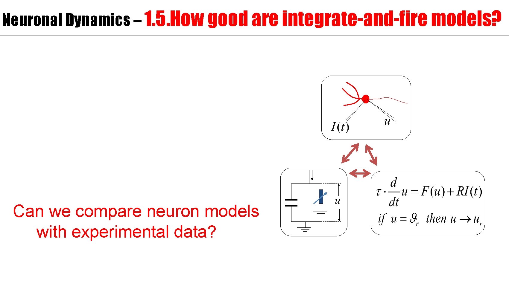 Neuronal Dynamics – 1. 5. How good are integrate-and-fire models? Can we compare neuron