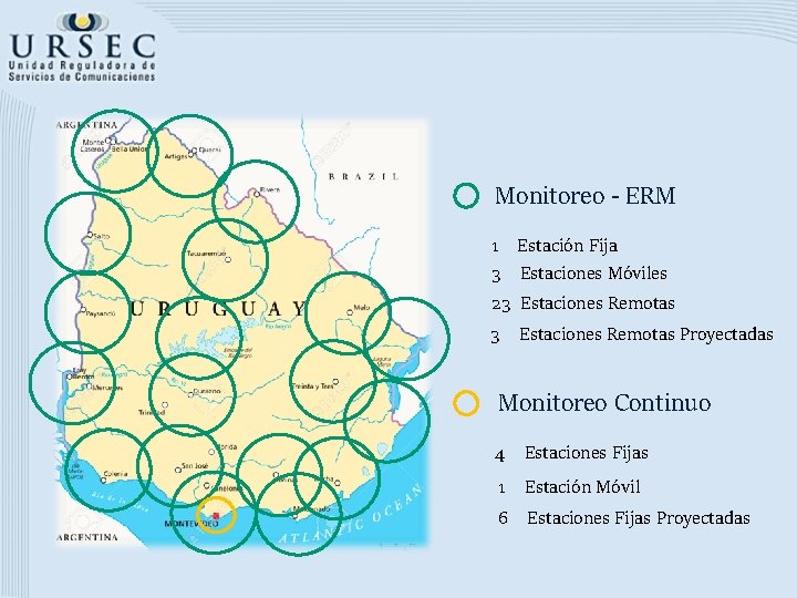 Monitoreo - ERM 1 Estación Fija 3 Estaciones Móviles 23 Estaciones Remotas Proyectadas Monitoreo